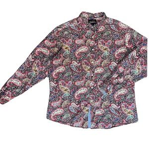 Cremieux Premium Denim Paisley Button Down Shirt Mens X-Large Multicolor Floral